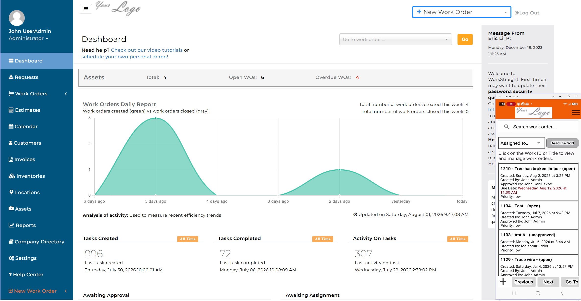 WorkStraight Dashboard